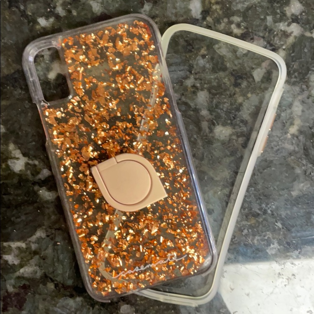 Casemate iPhone X/XS case with rose gold flakes